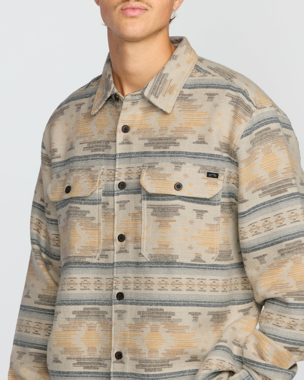 Billabong Men's Offshore Jacquard Long Sleeve Flannel Shirt - Sand