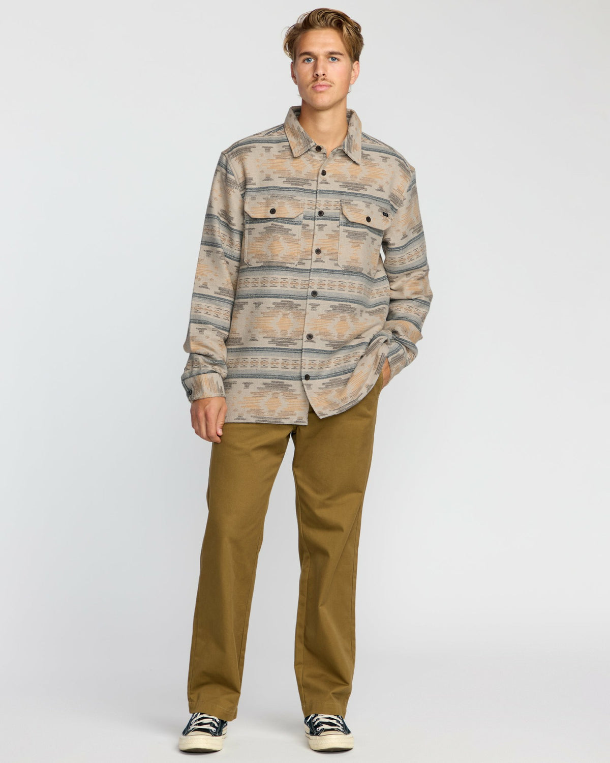 Billabong Men's Offshore Jacquard Long Sleeve Flannel Shirt - Sand