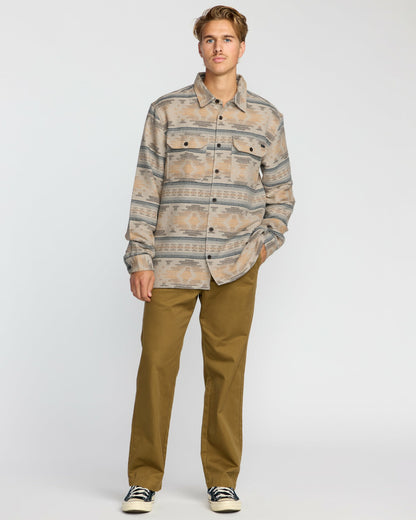 Billabong Men's Offshore Jacquard Long Sleeve Flannel Shirt - Sand