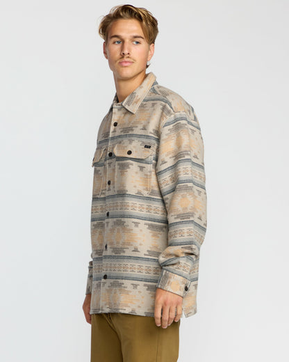 Billabong Men's Offshore Jacquard Long Sleeve Flannel Shirt - Sand