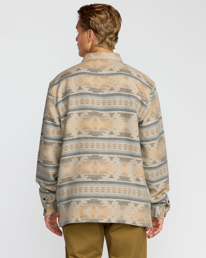 Billabong Men's Offshore Jacquard Long Sleeve Flannel Shirt - Sand