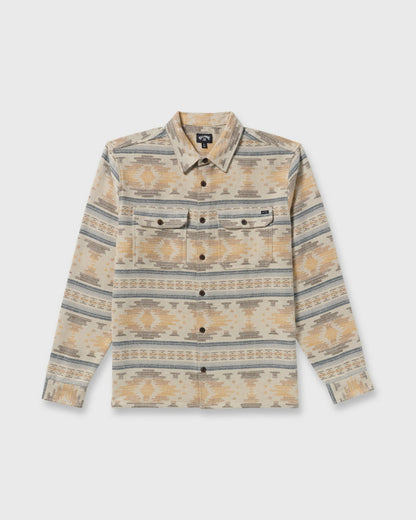 Billabong Men's Offshore Jacquard Long Sleeve Flannel Shirt - Sand