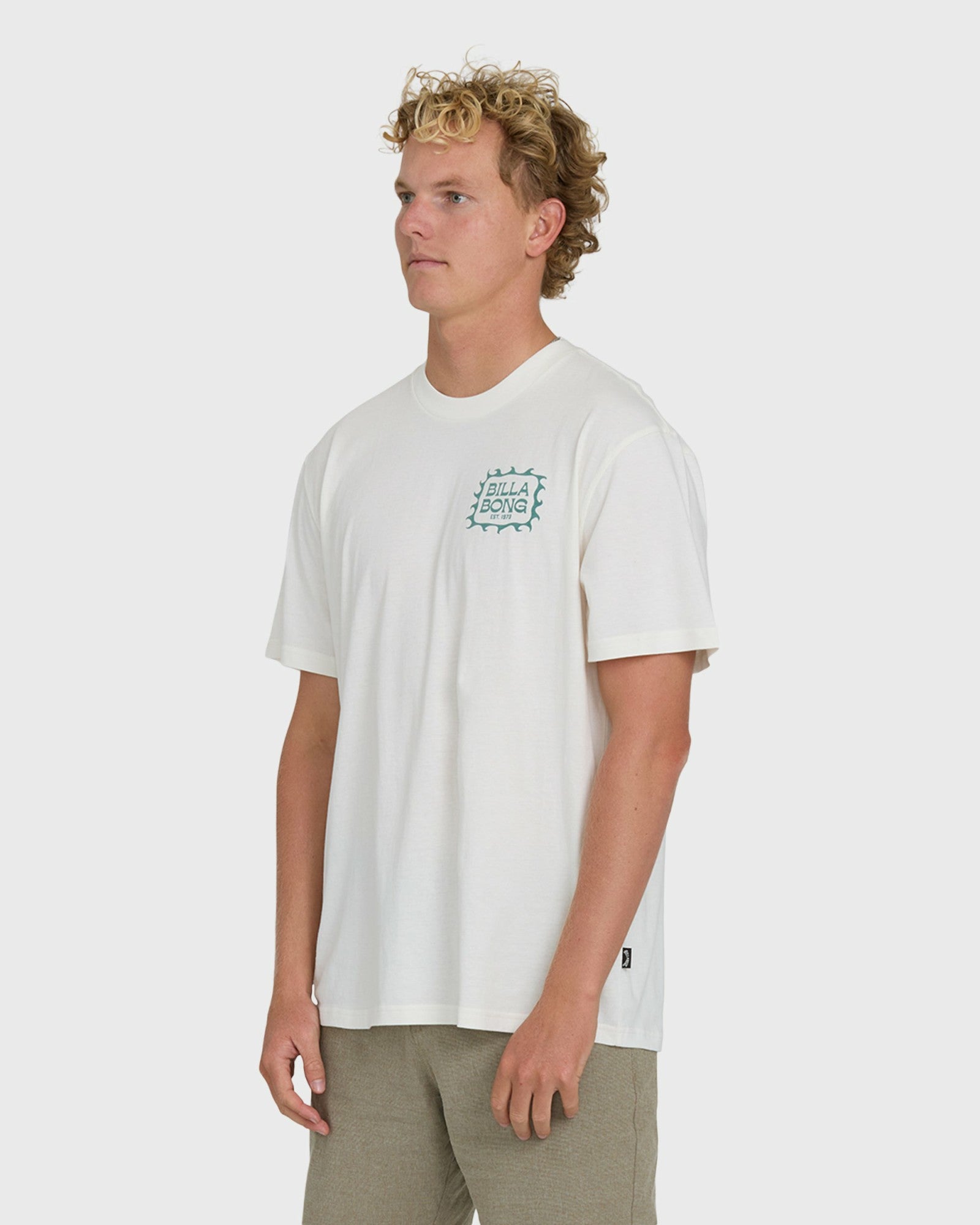 Billabong Men's Ripple Premium Short Sleeve Cotton Graphic T-Shirt - Off White