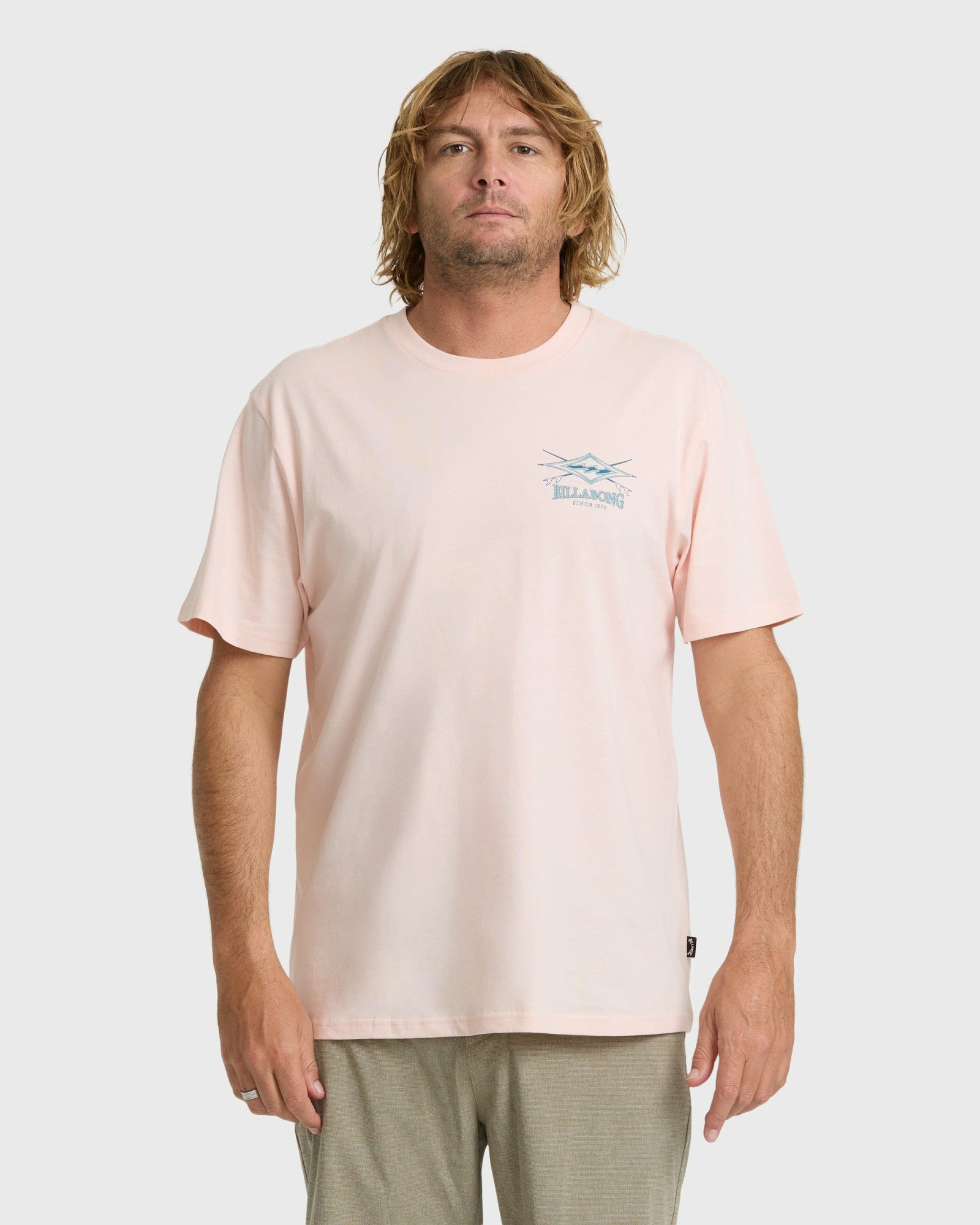 Billabong Men's Crossboards Premium Short Sleeve Knit T-Shirt - Light Pink