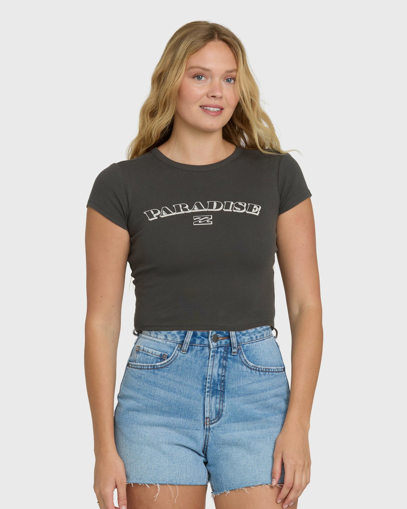 Billabong Women's Off We Go Short Sleeve Knit T-Shirt - Off Black