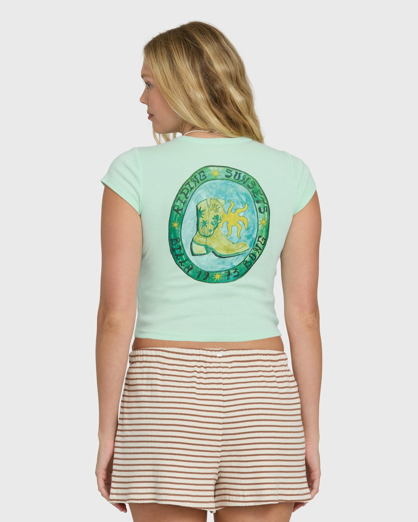 Billabong Women's World Wanderer Short Sleeve Knit T-Shirt - Agave