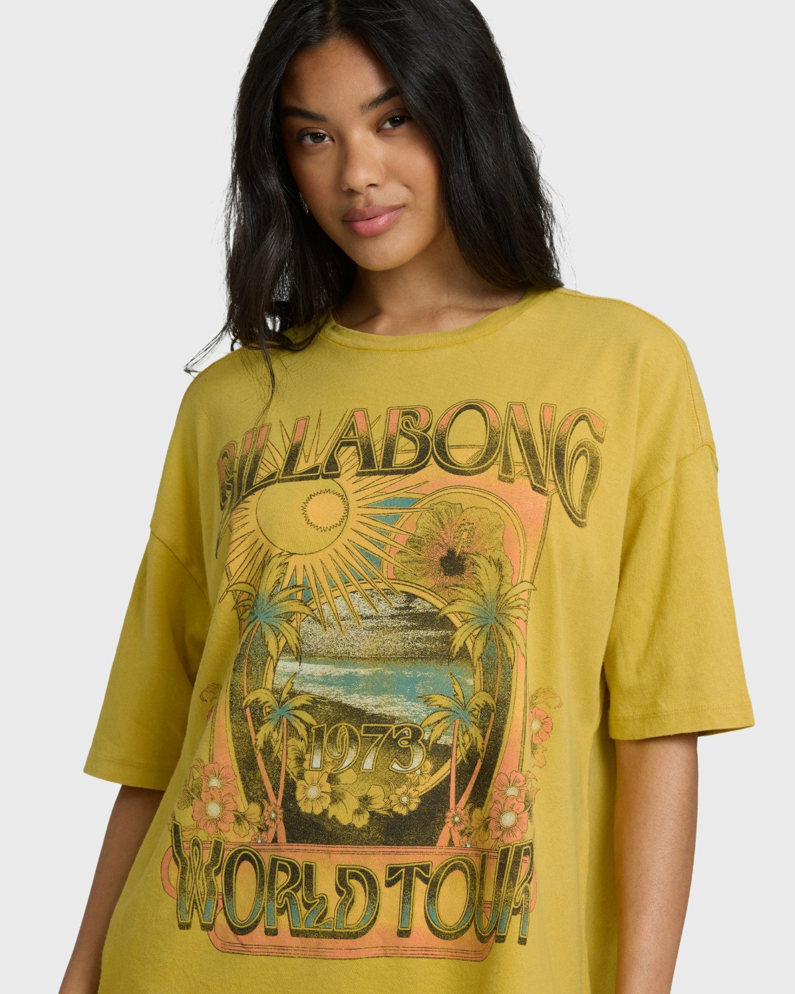 Billabong Women's Between Night And Dawn Short Sleeve T-Shirt - Dark Citron