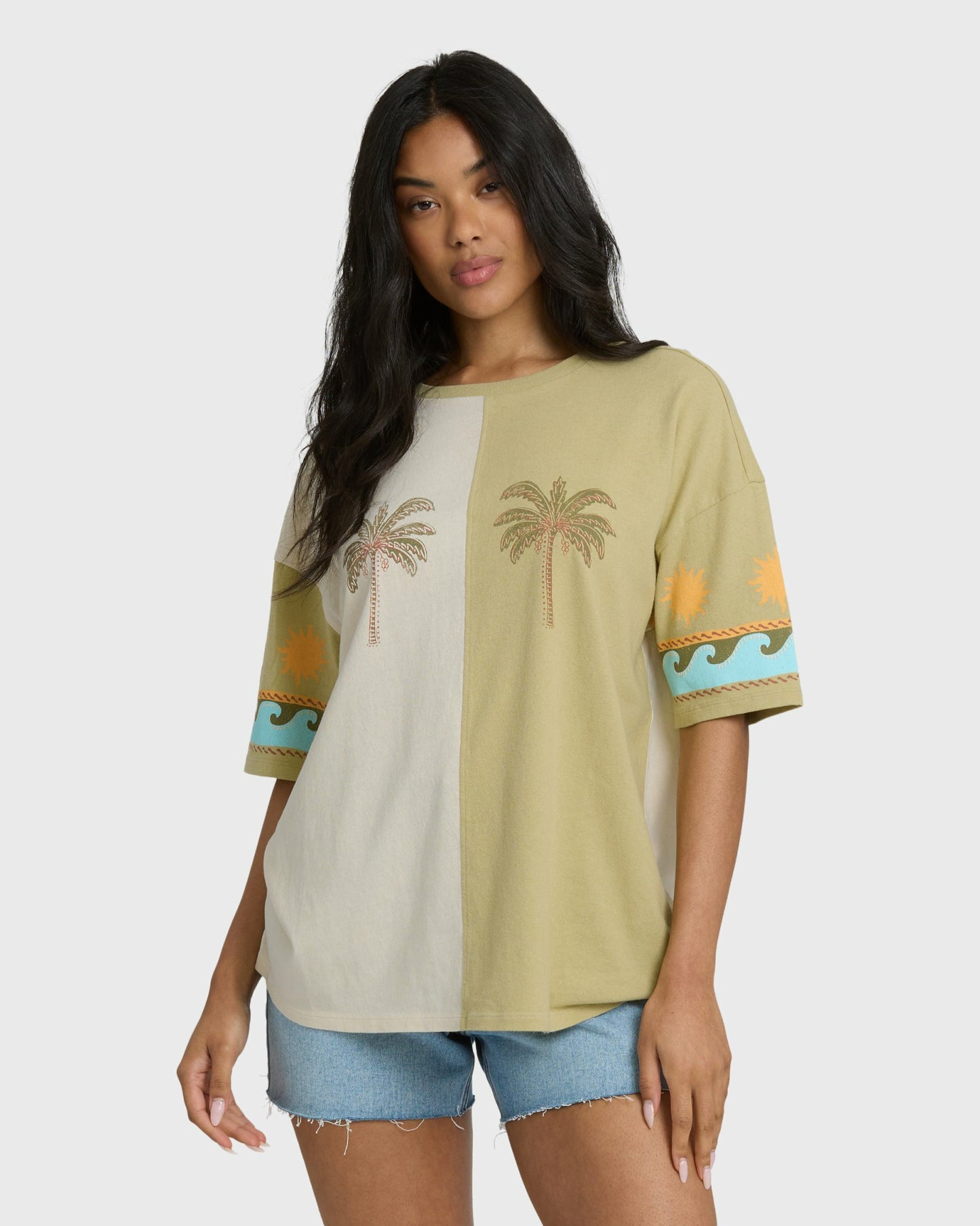 Billabong Women's Split Palm Short Sleeve T-Shirt - White Cap