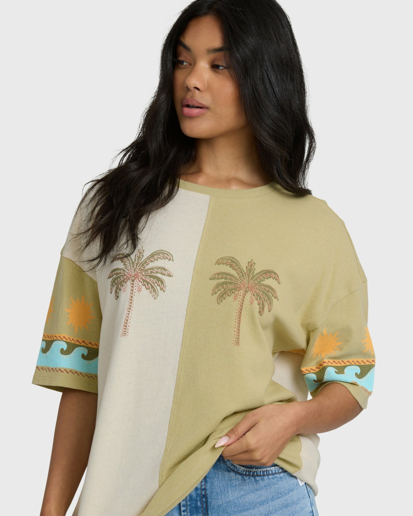 Billabong Women's Split Palm Short Sleeve T-Shirt - White Cap