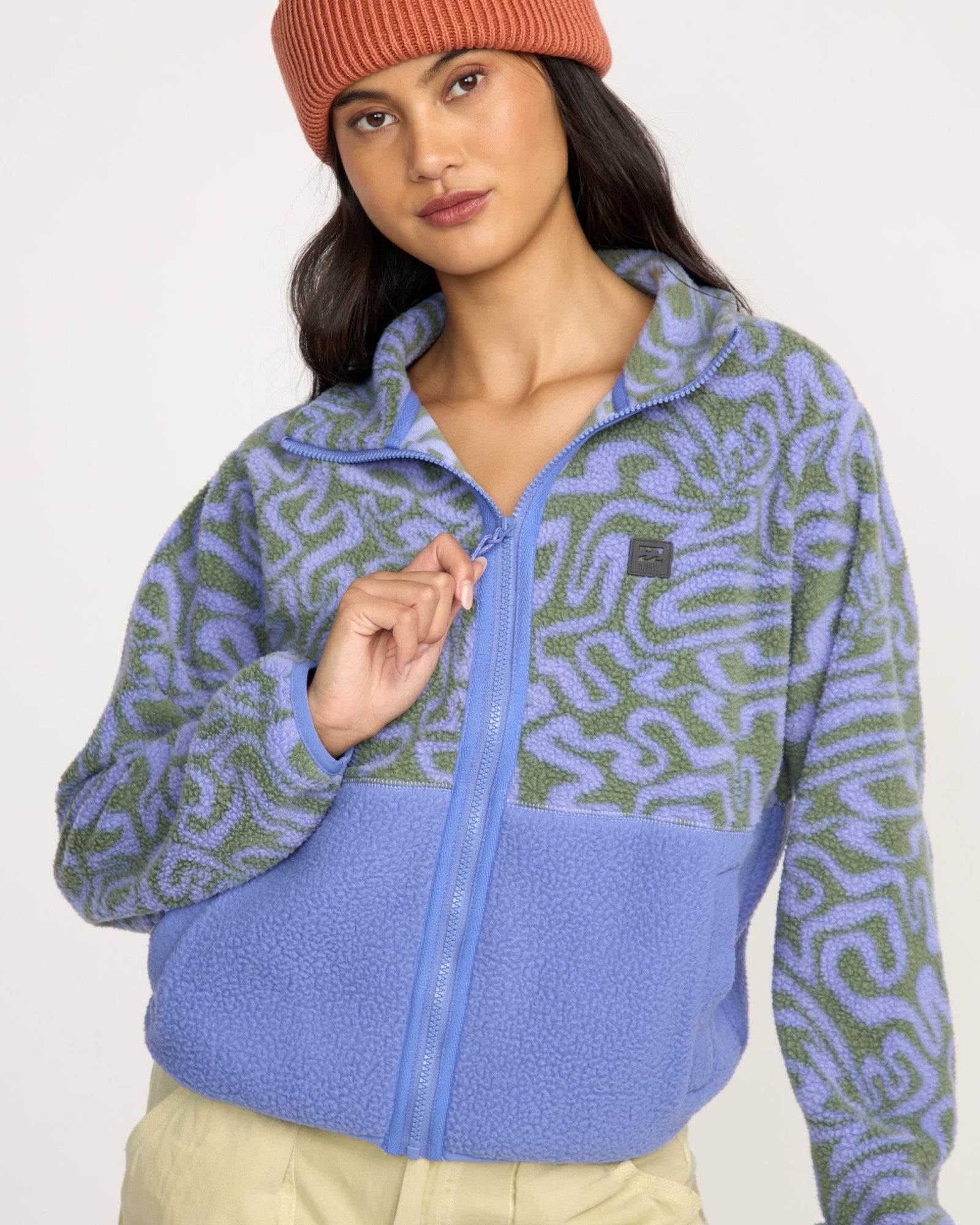 Billabong Women's A\/Div Rock Jetty Mock Neck Zip Sherpa Fleece - Iris