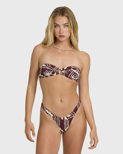 Billabong Women's Sol Playa Rio Bandeau Bikini Top - Red Dahlia
