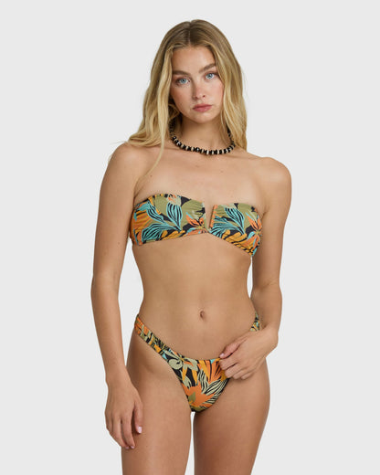 Billabong Women's Des Tropiques Sunni Scrunch Tiny Bikini Bottom - Black Multi