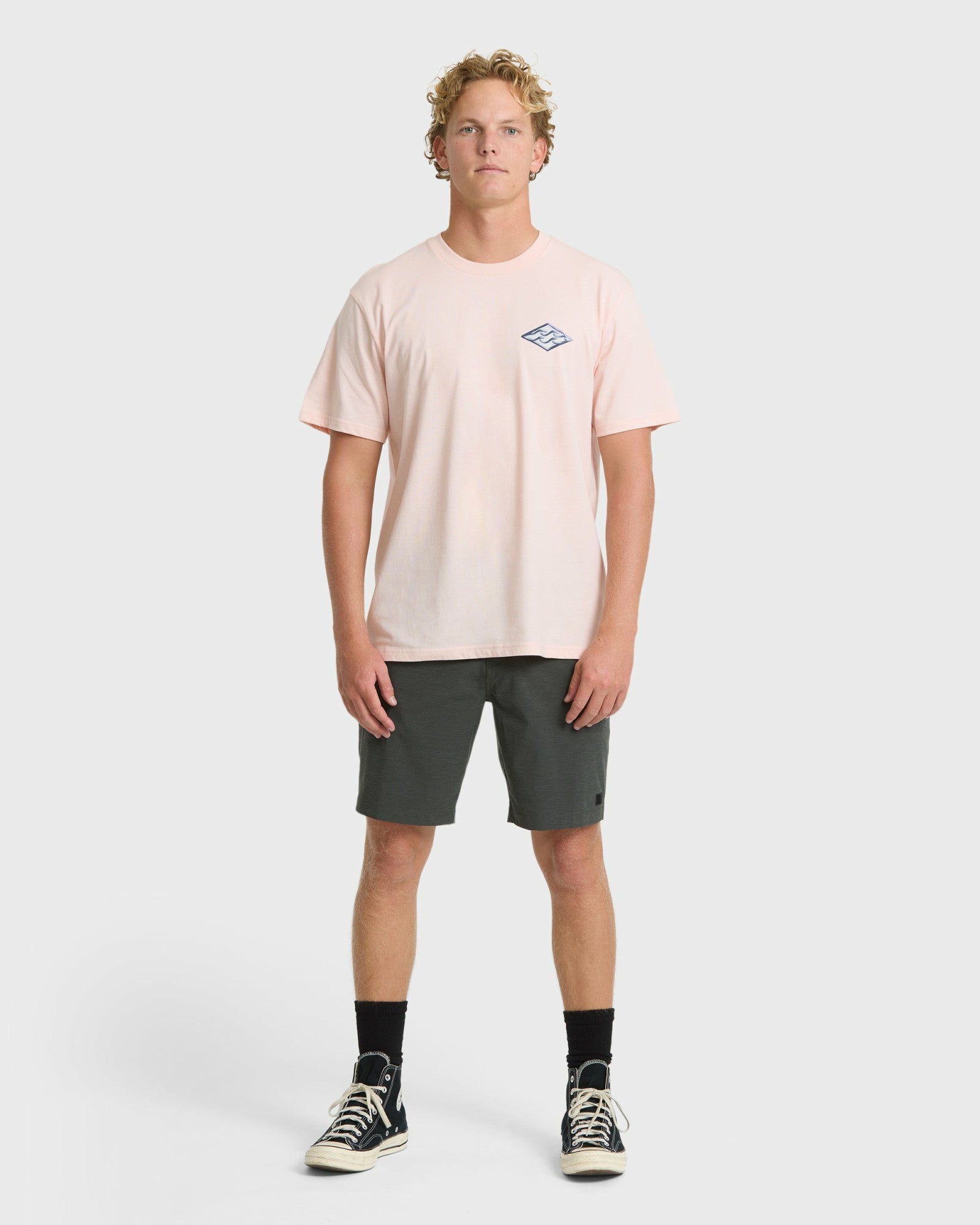 Billabong Men's Dim Arch Premium Short Sleeve Knit T-Shirt - Light Pink