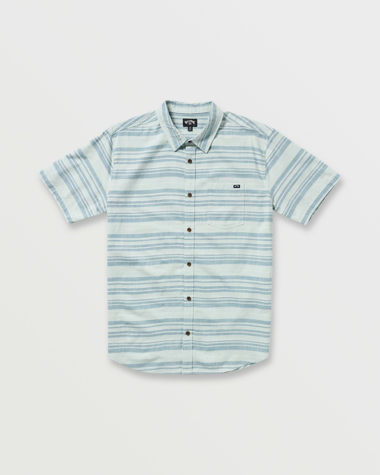 Billabong Men's All Day Stripe Short Sleeve Shirt - Ash Blue