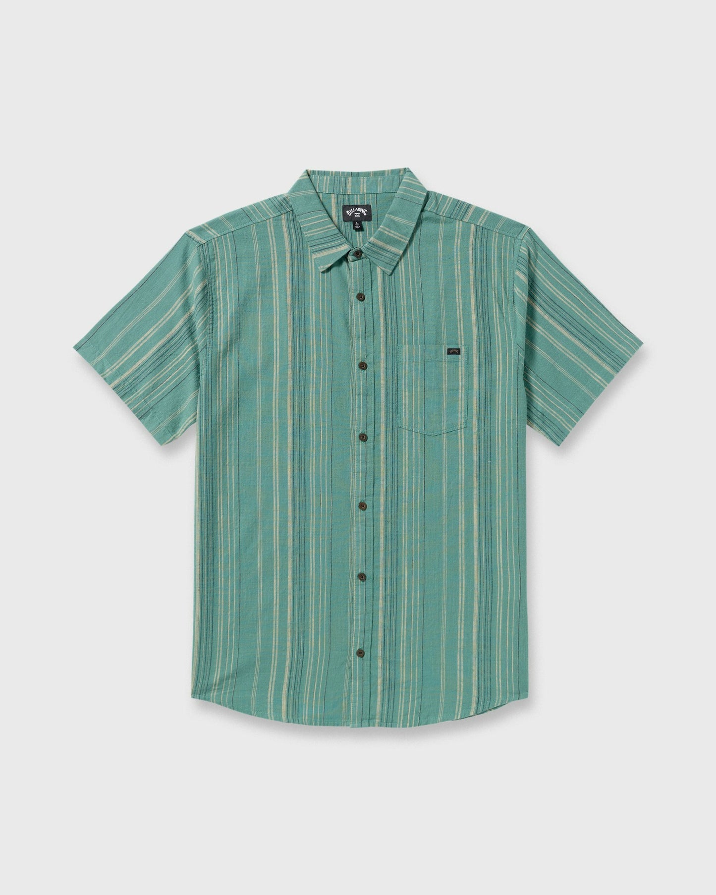Billabong Men's All Day Stripe Short Sleeve Shirt - Sage Green