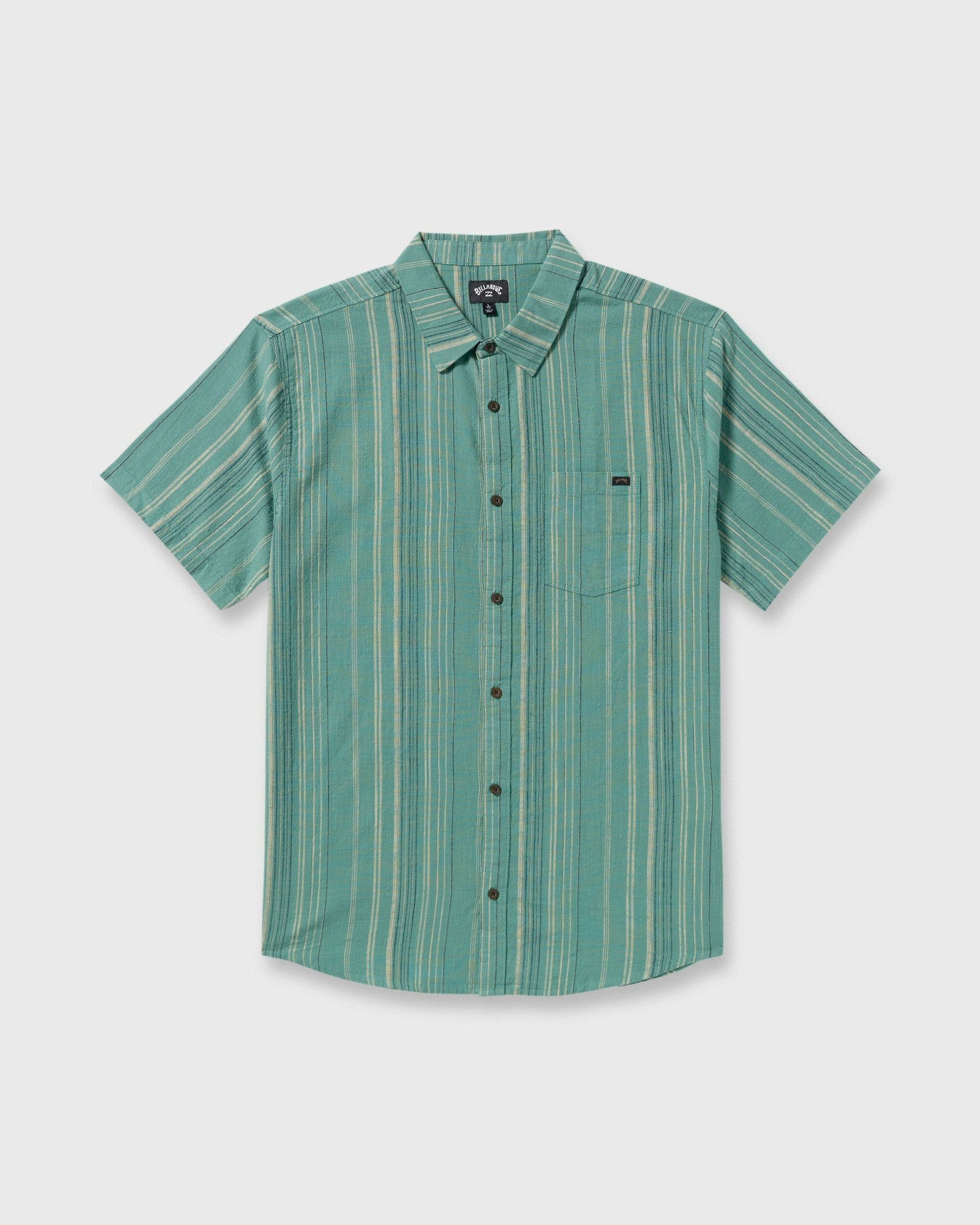 Billabong Men's All Day Stripe Short Sleeve Shirt - Sage Green