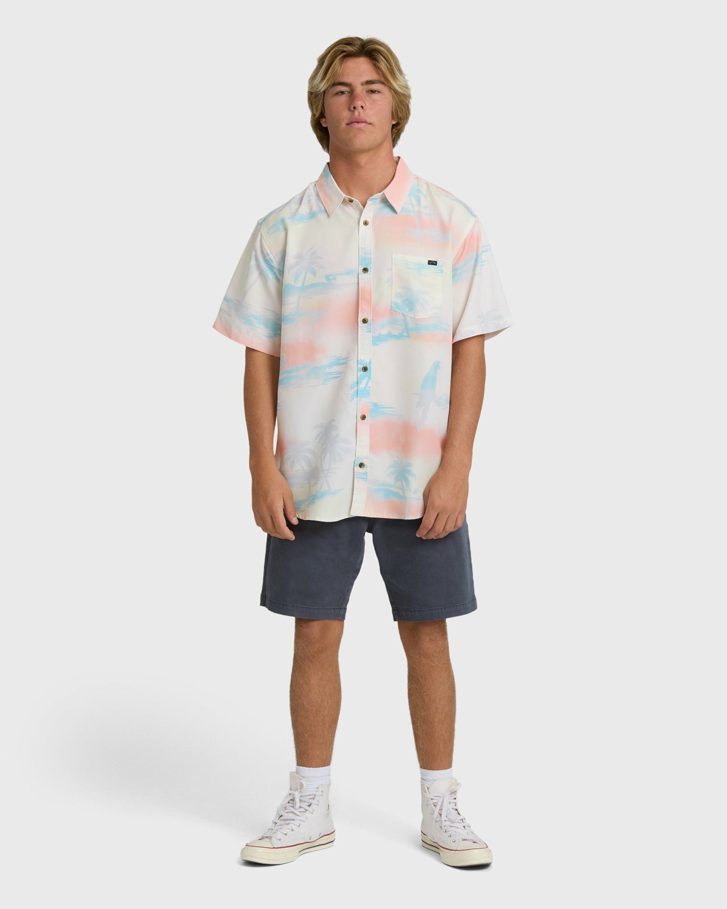Billabong Men's Sundays Lounge Short Sleeve Woven Shirt - Off White