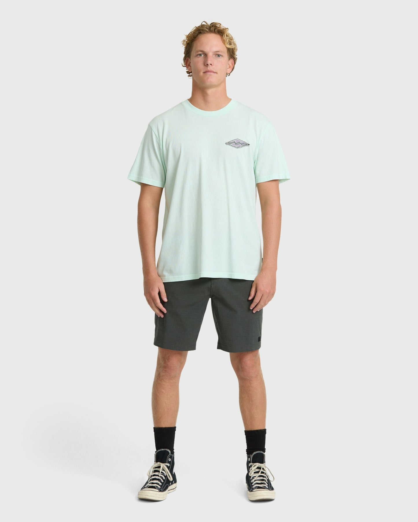 Billabong Men's Heritage Arch Wave Washed Premium Short Sleeve Knit T-Shirt - Sea Glass