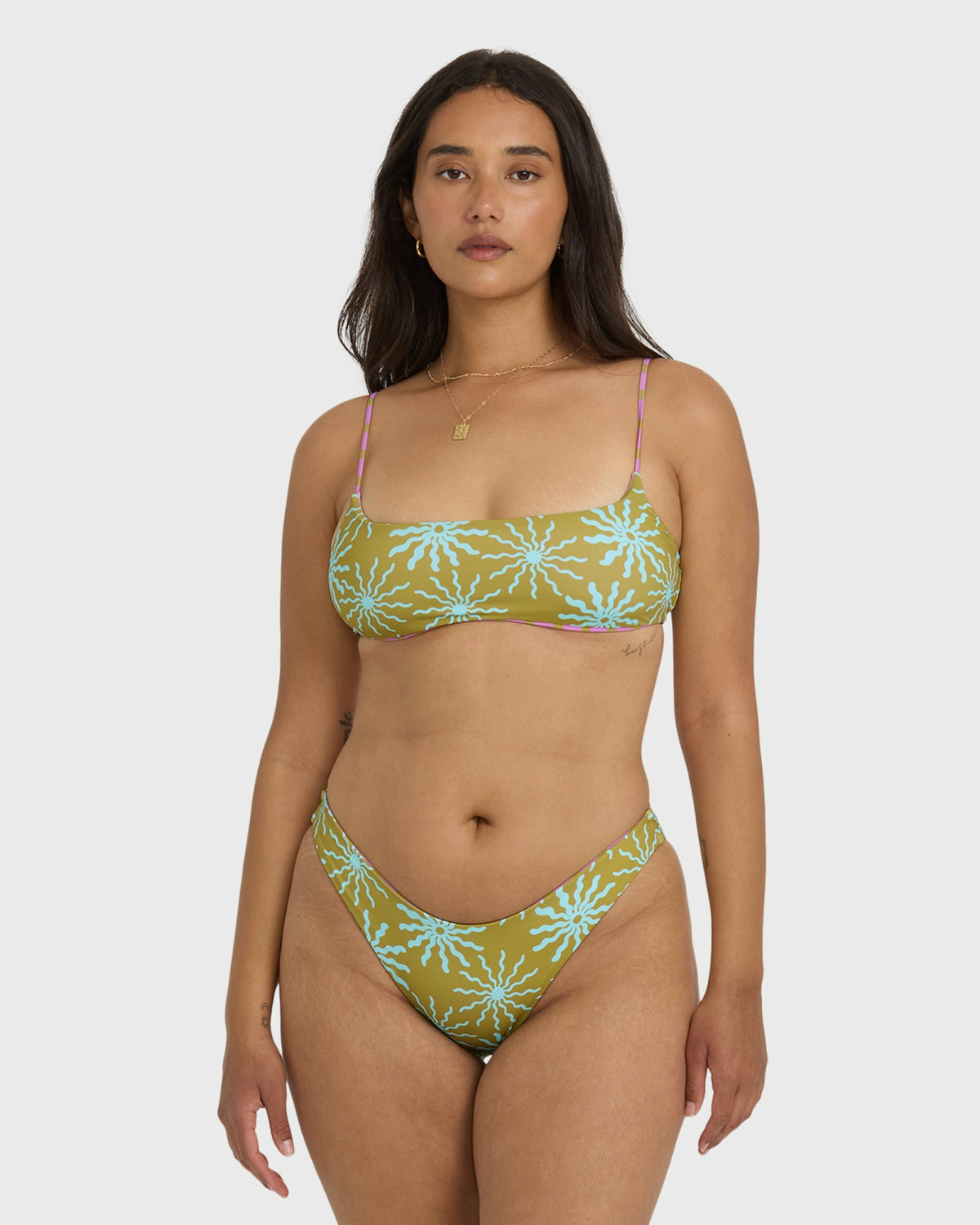 Billabong Women's Sun Fired Reversible Hike Bikini Bottom - Moss