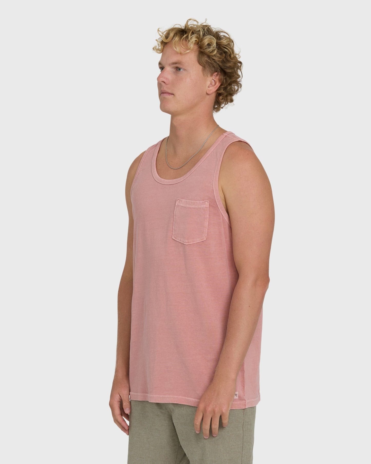 Billabong Men's Essential Pocket Wave Washed Premium Tank Top - Ash Rose