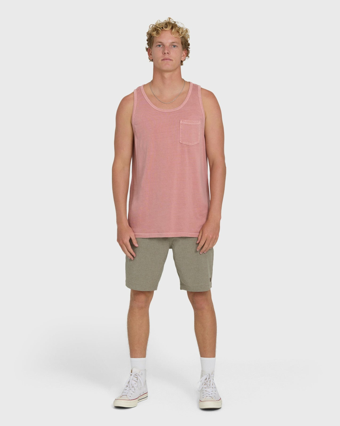 Billabong Men's Essential Pocket Wave Washed Premium Tank Top - Ash Rose