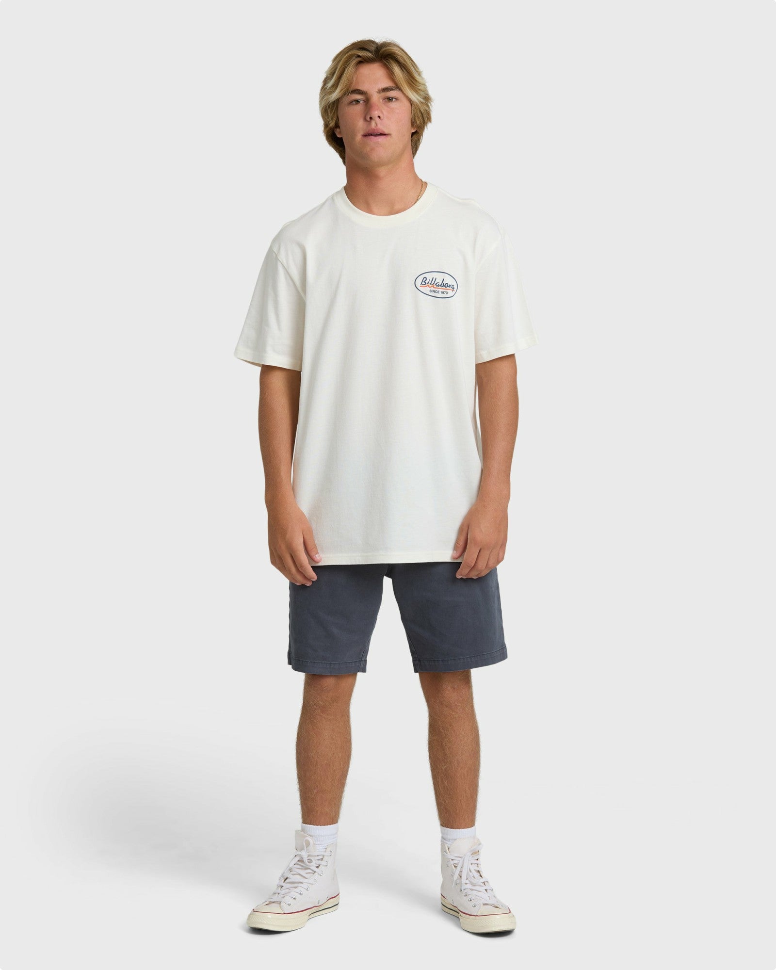 Billabong Men's Runner Premium Short Sleeve T-Shirt - Off White