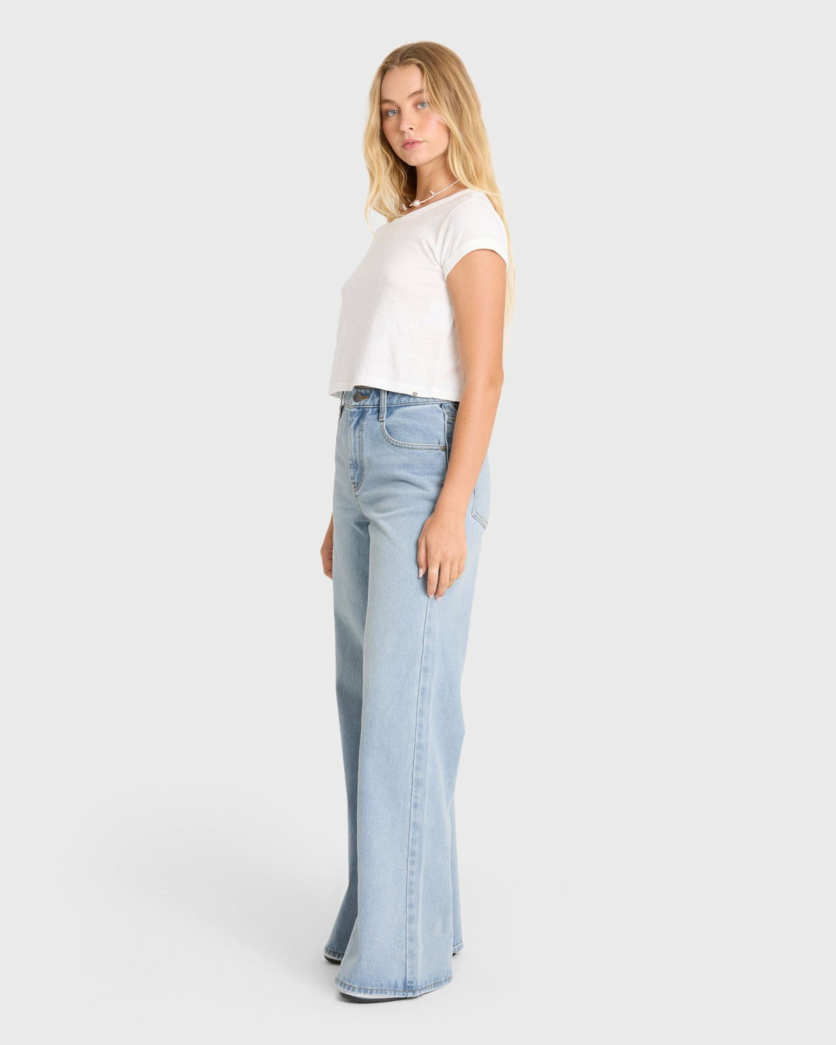 Billabong Women's Free Fall High-Waist Denim Flare Pants - Light Wash