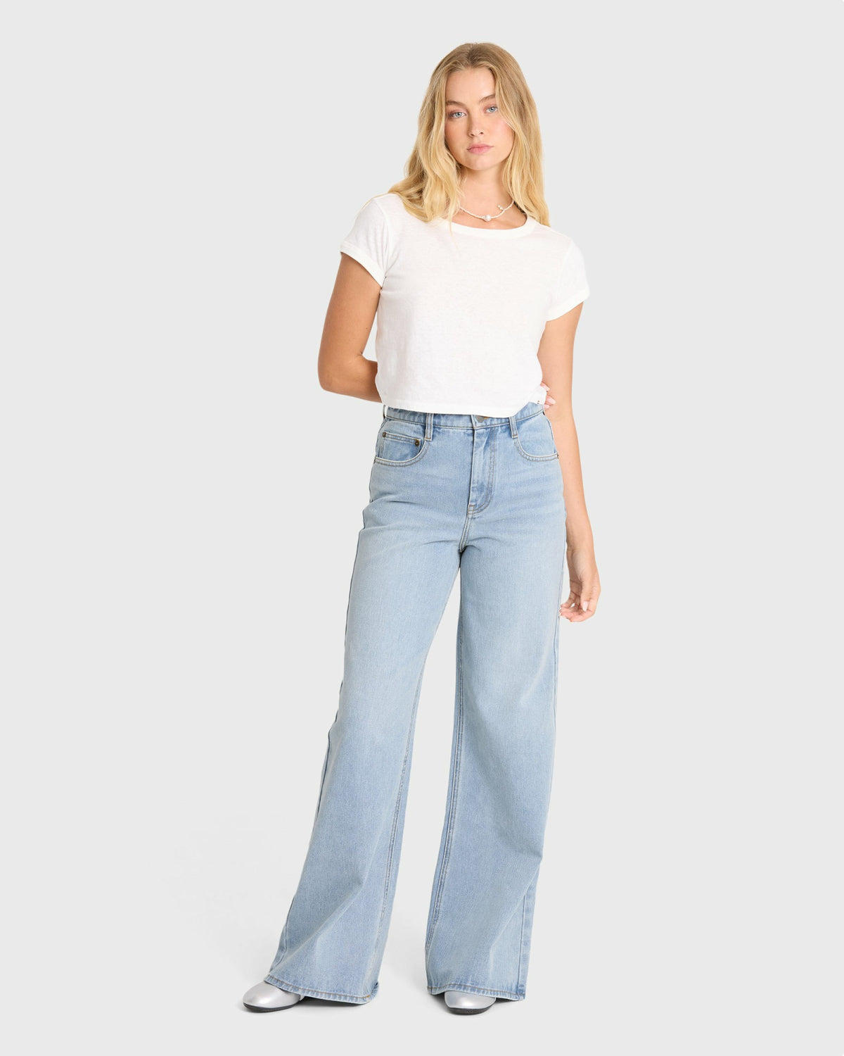 Billabong Women's Free Fall High-Waist Denim Flare Pants - Light Wash