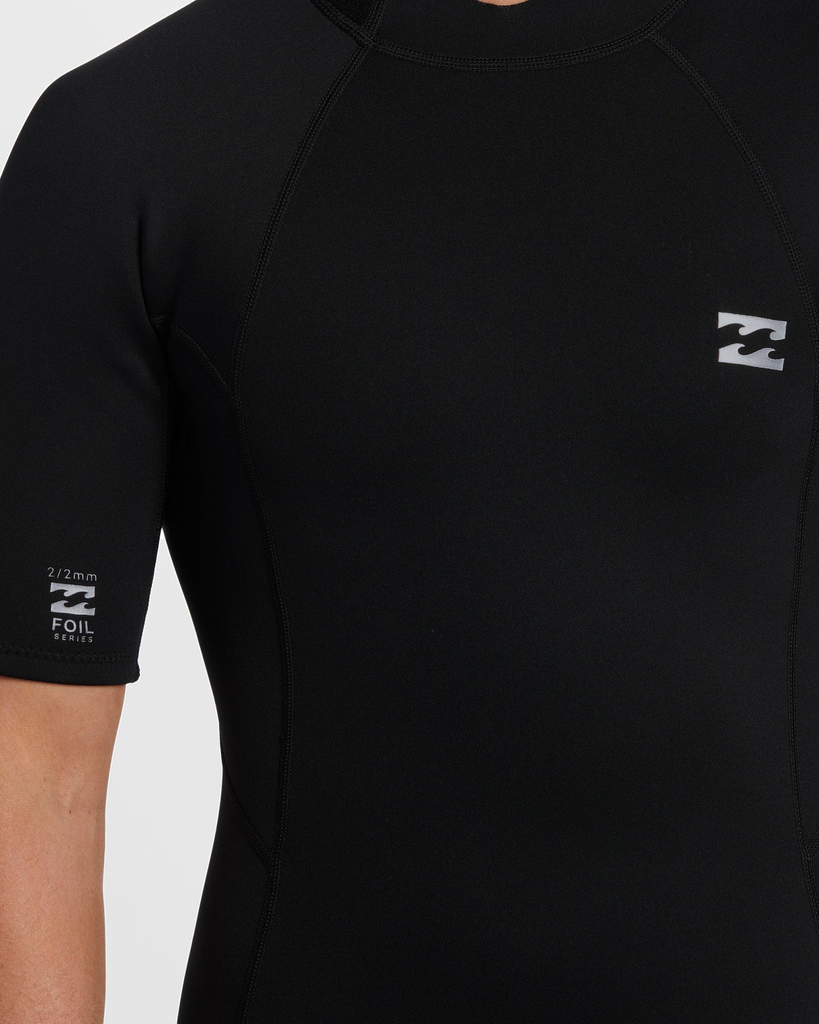 Billabong Men's 2mm Foil Flatlock Back Zip Short Sleeve Springsuit - Black