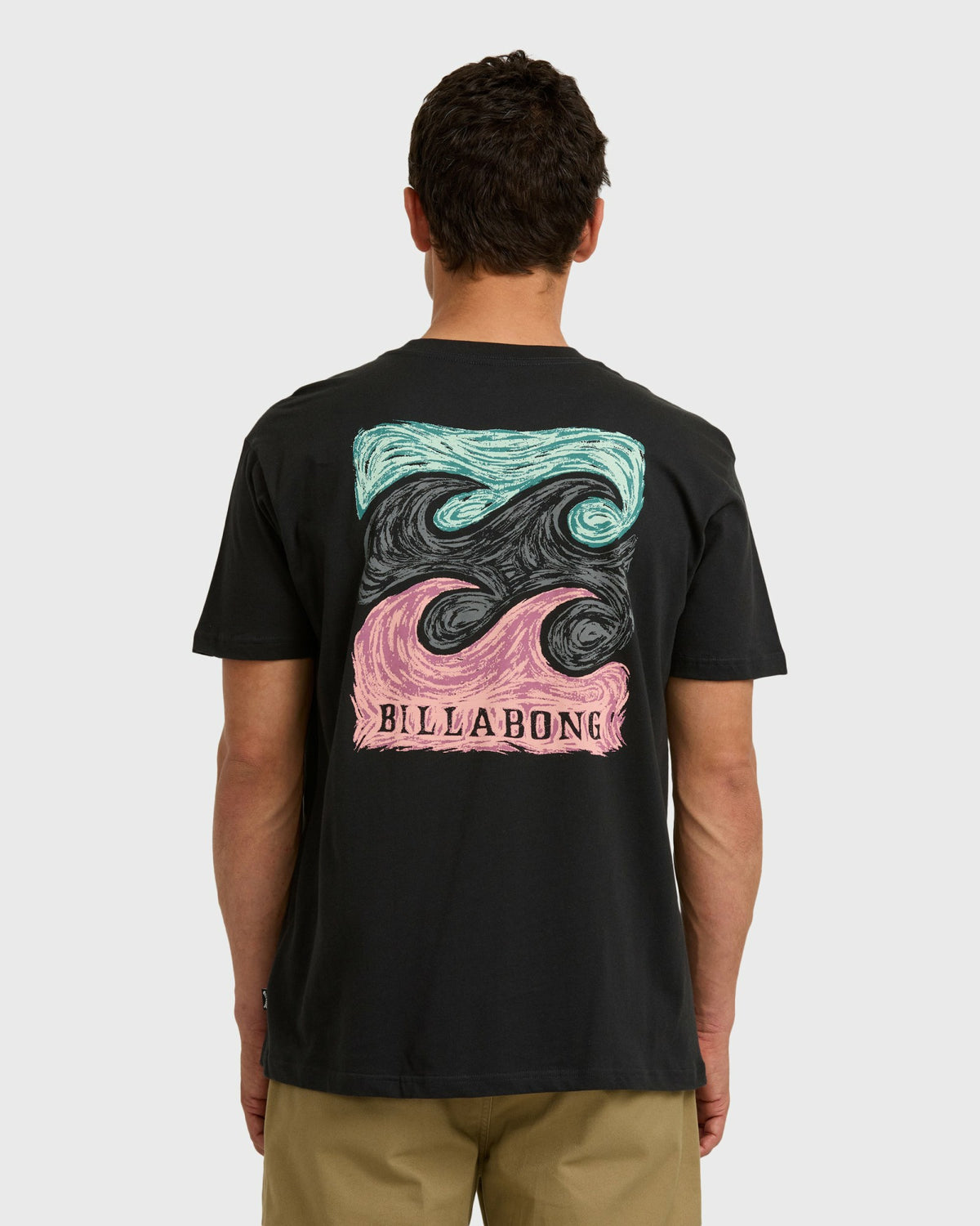 Billabong Men's Crayon Wave Premium Short Sleeve T-Shirt - Washed Black