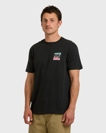 Billabong Men's Crayon Wave Premium Short Sleeve T-Shirt - Washed Black