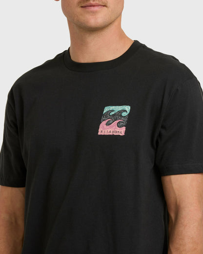 Billabong Men's Crayon Wave Premium Short Sleeve T-Shirt - Washed Black