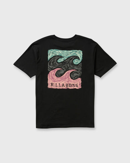 Billabong Men's Crayon Wave Premium Short Sleeve T-Shirt - Washed Black