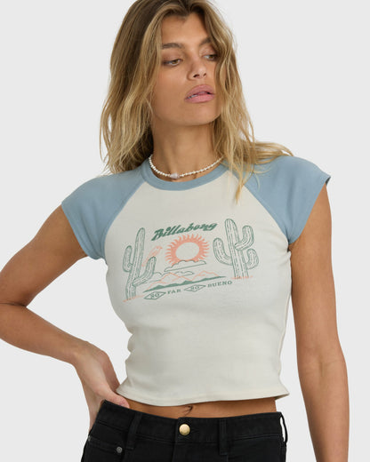 Billabong Women's Forever Had Short Sleeve Raglan Tee - Mineral Blue