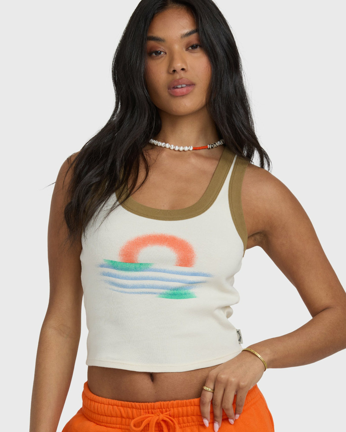 Billabong Women's Schuyler Ringer Tank T-Shirt - Whitecap