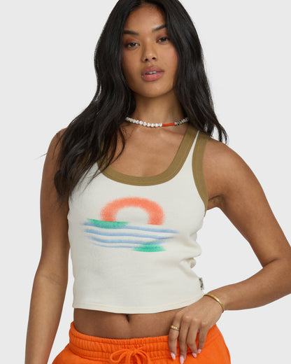 Billabong Women's Schuyler Ringer Tank T-Shirt - Whitecap