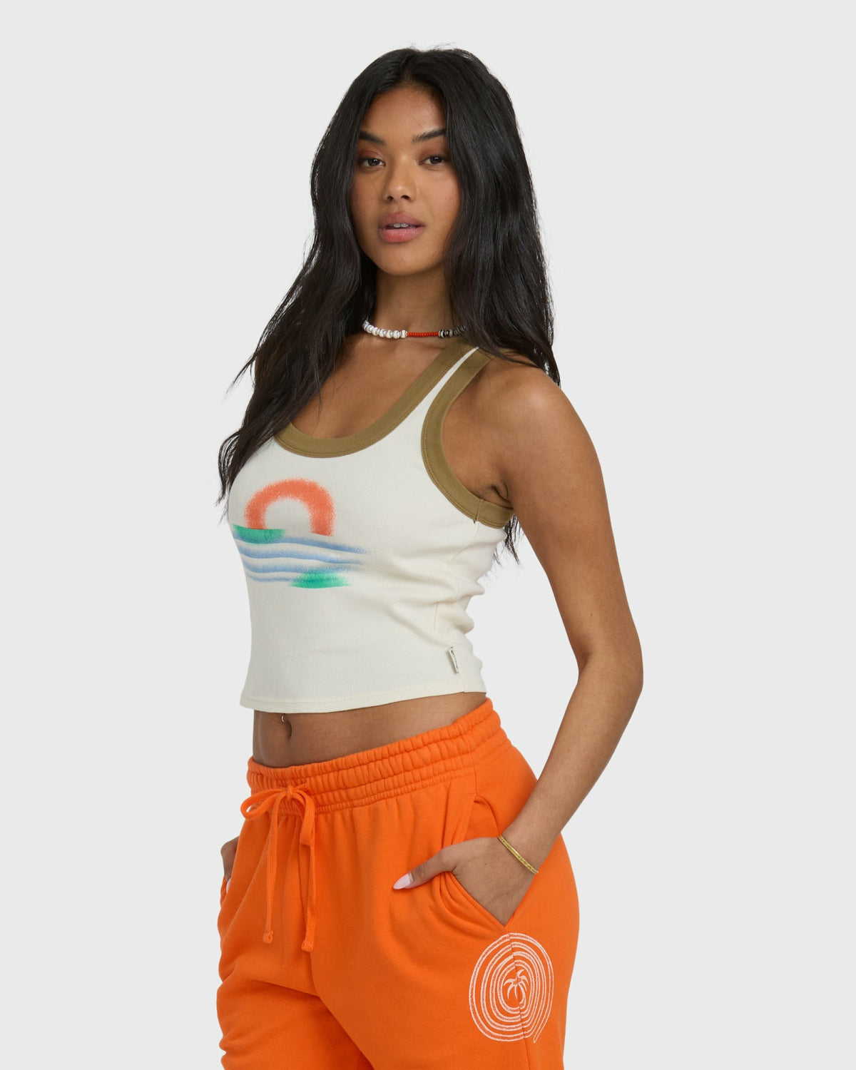 Billabong Women's Schuyler Ringer Tank T-Shirt - Whitecap