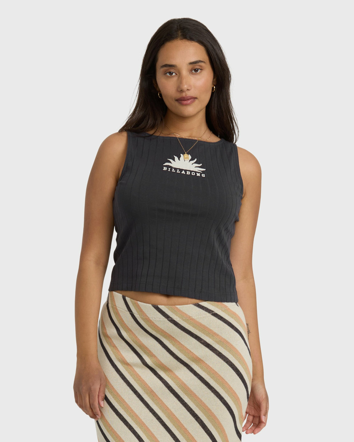 Billabong Women's Rae Knit Tank T-Shirt - Black Sands