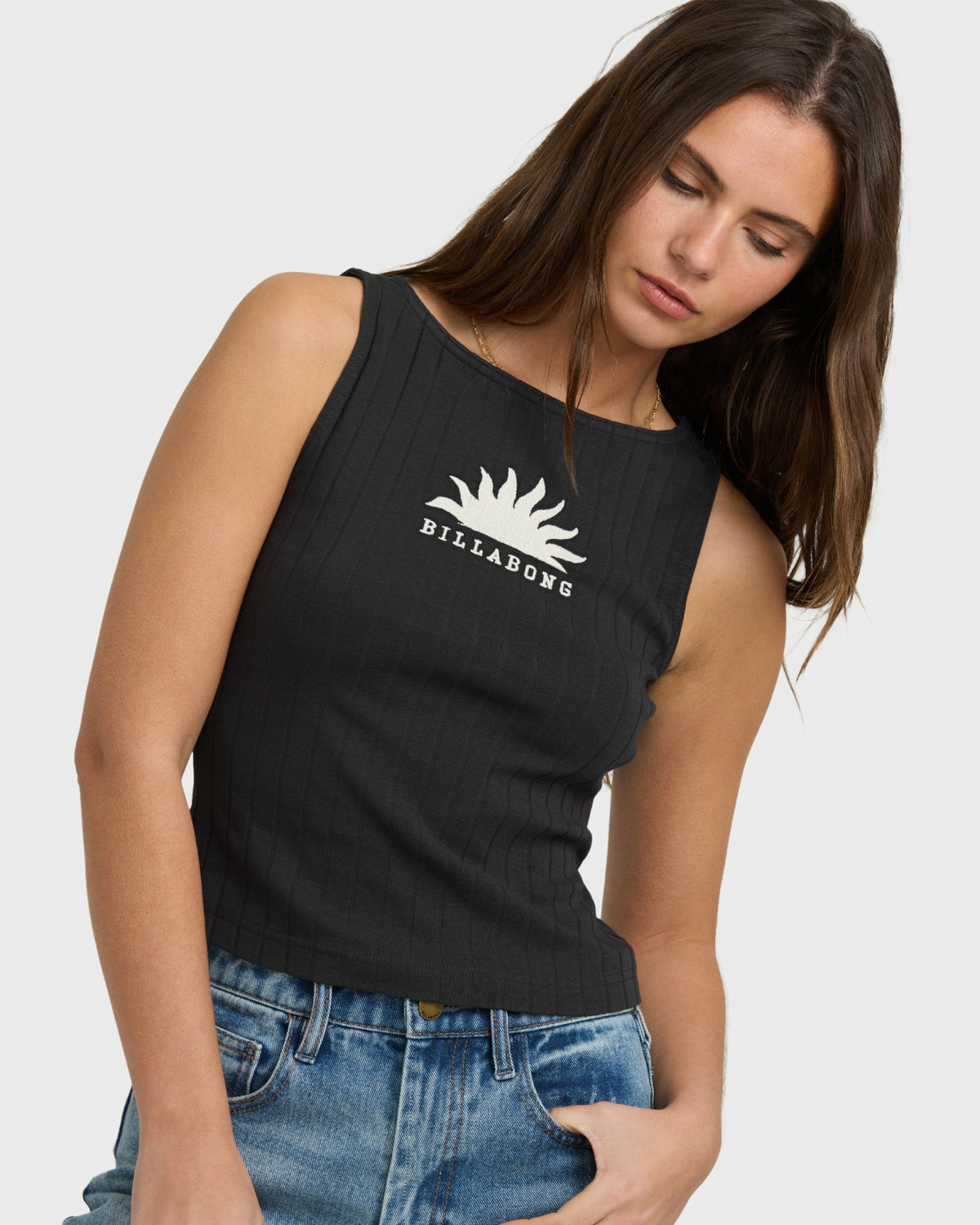 Billabong Women's Rae Knit Tank T-Shirt - Black Sands