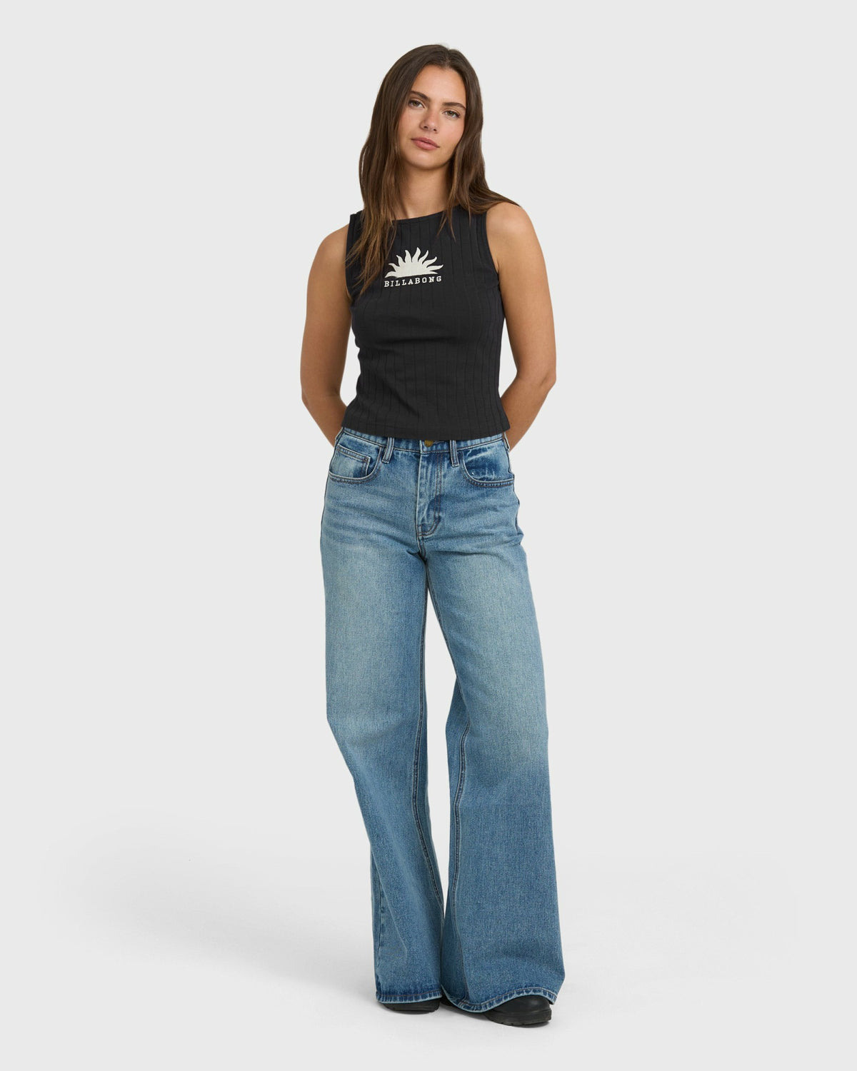 Billabong Women's Rae Knit Tank T-Shirt - Black Sands