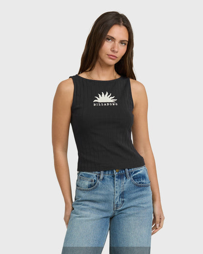Billabong Women's Rae Knit Tank T-Shirt - Black Sands