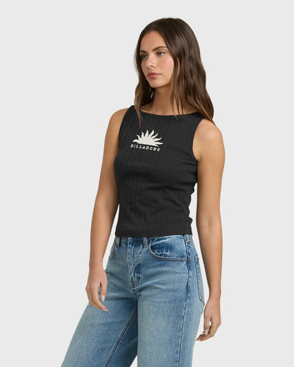 Billabong Women's Rae Knit Tank T-Shirt - Black Sands