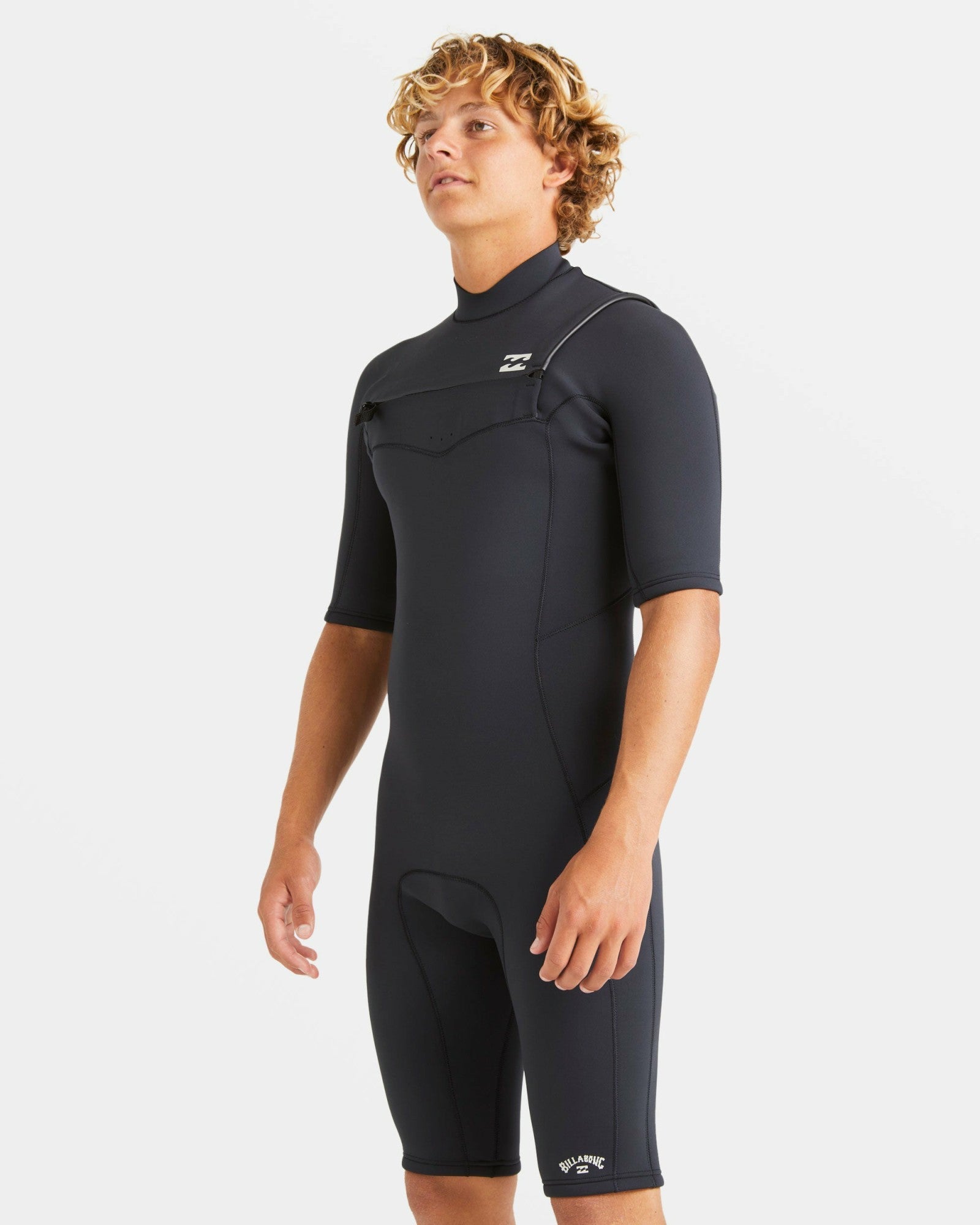 Billabong Men's 2\/2mm Absolute Natural Upcycler GBS Chest Zip Short Sleeve Springsuit - Black