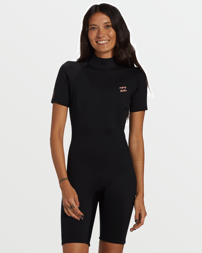 Billabong Women's Foil Flatlock Short Sleeve Springsuit - Black