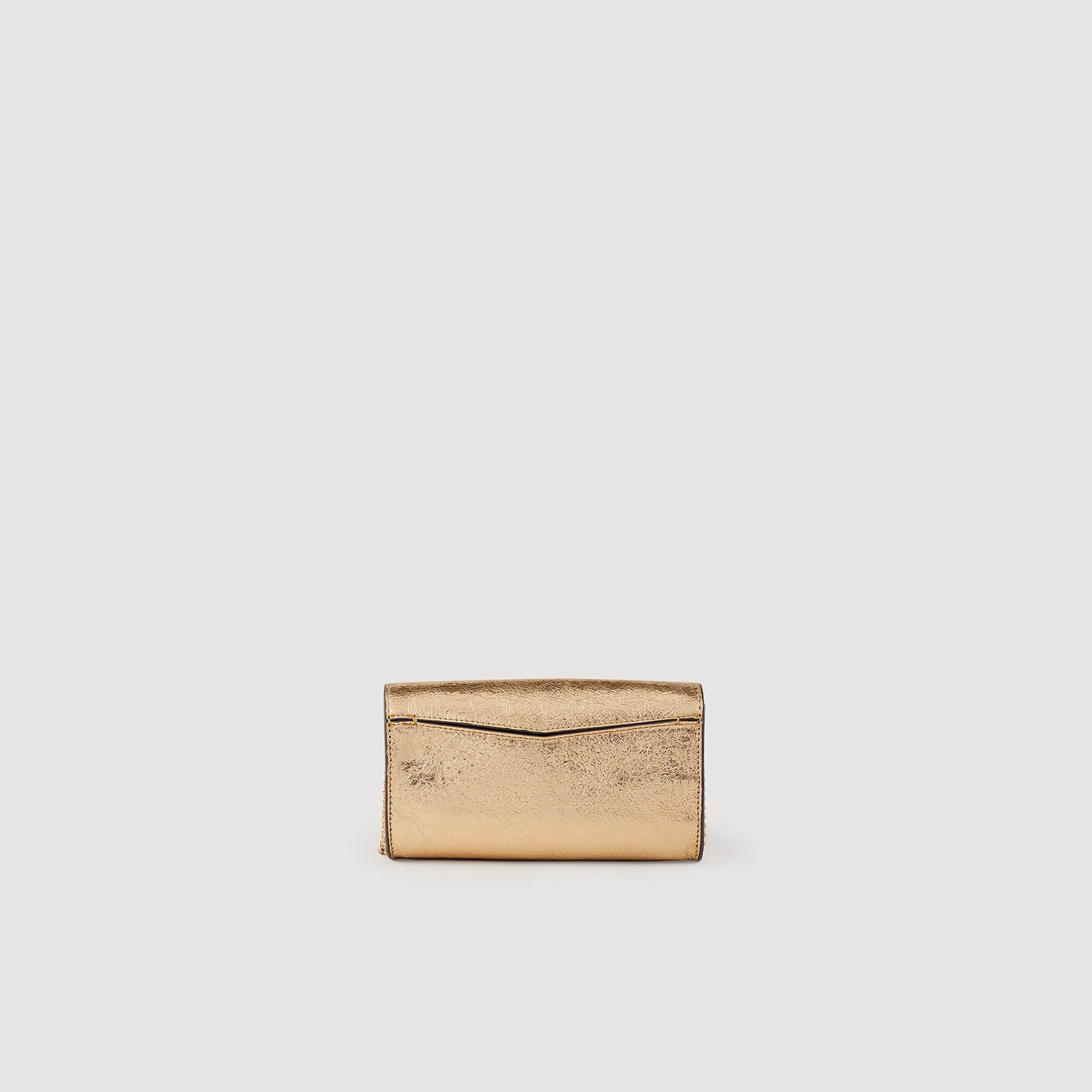 Sandro Women Gold leather clutch bag