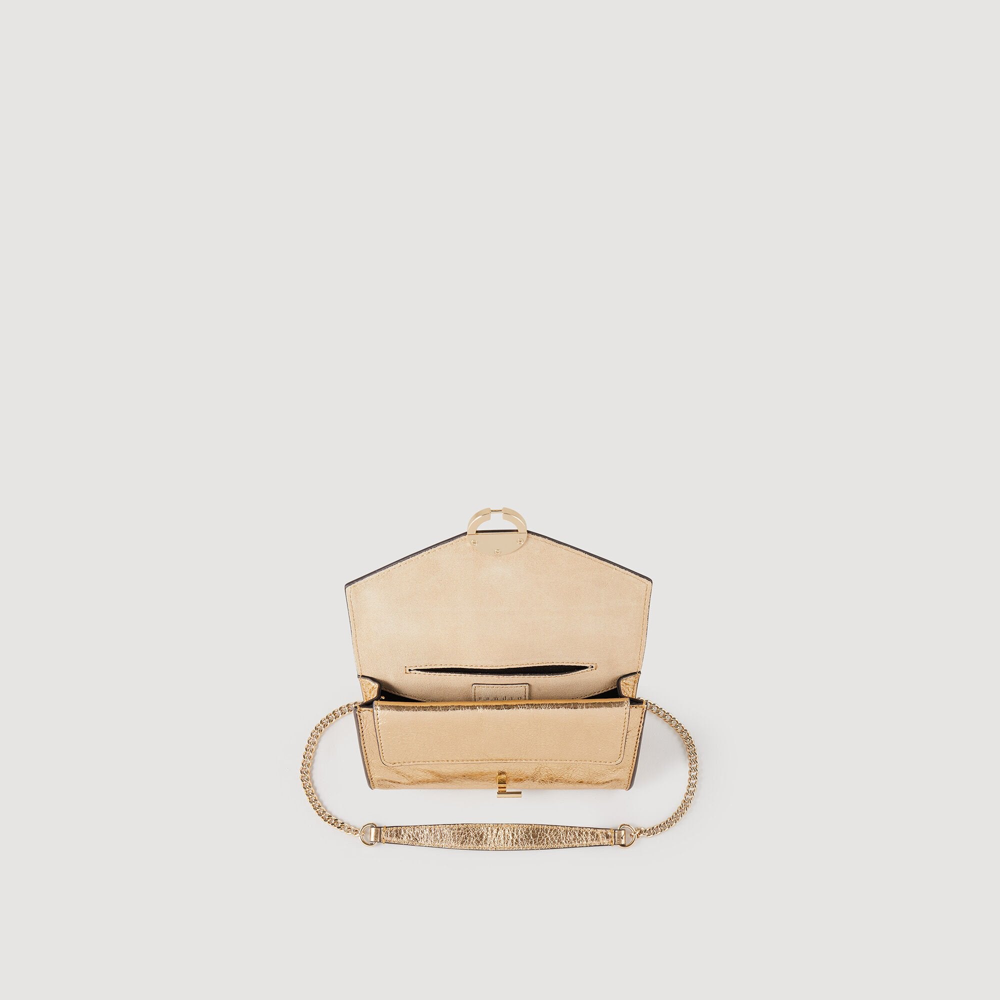 Sandro Women Gold leather clutch bag