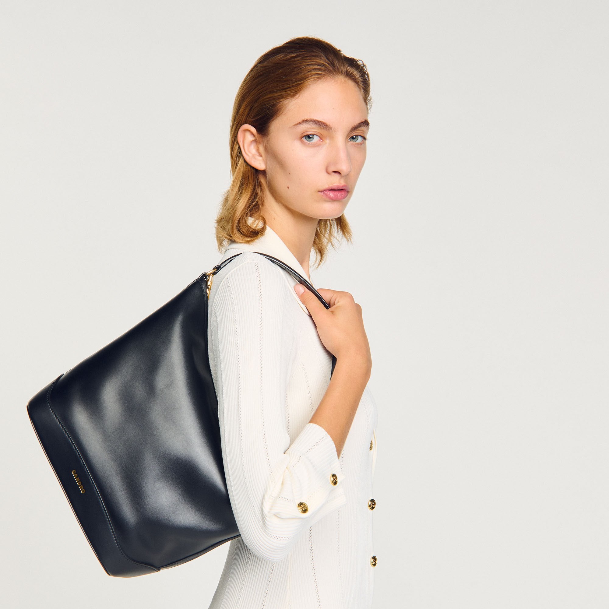 Sandro Women TANGOSO leather bucket bag
