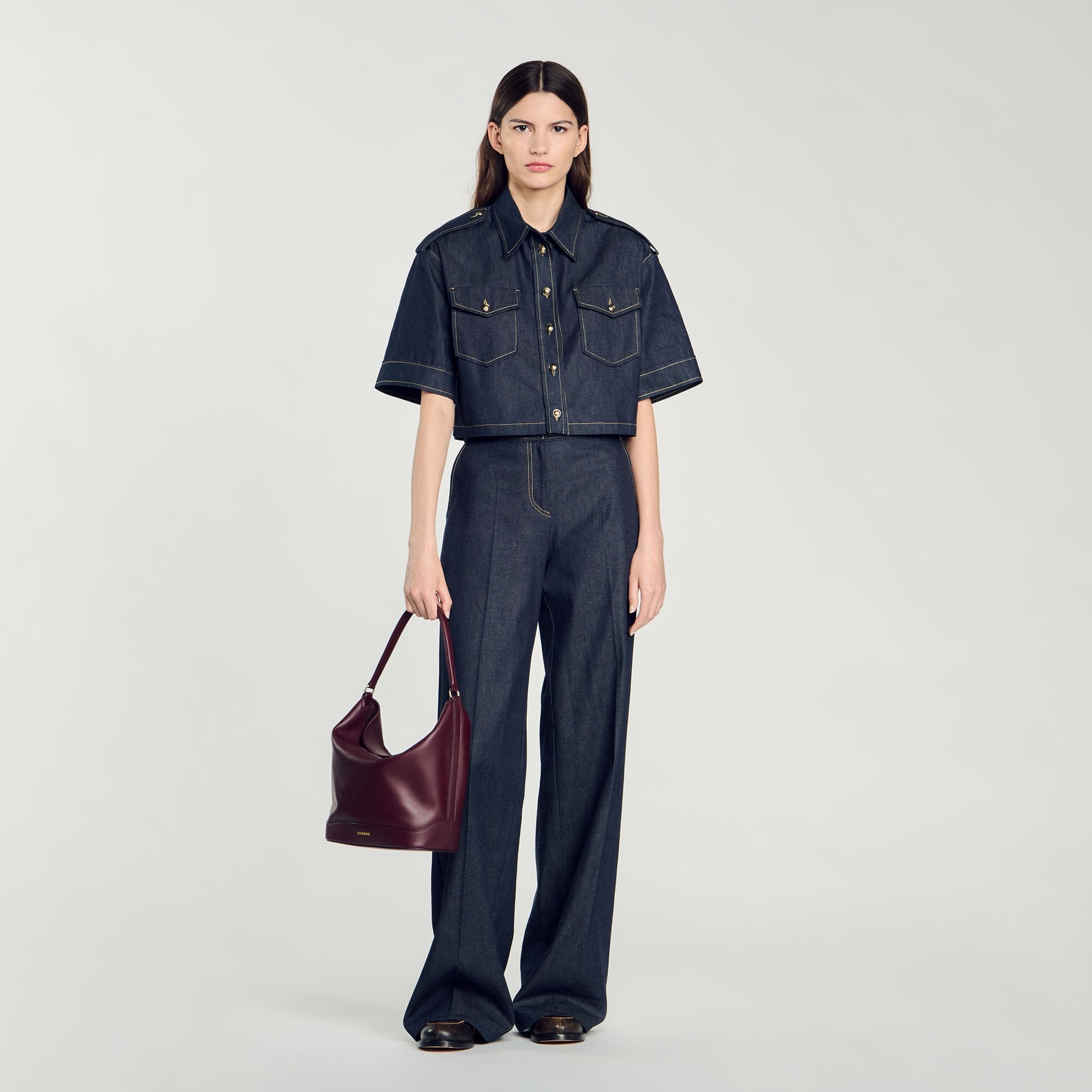 Sandro Women TANGOSO leather bucket bag