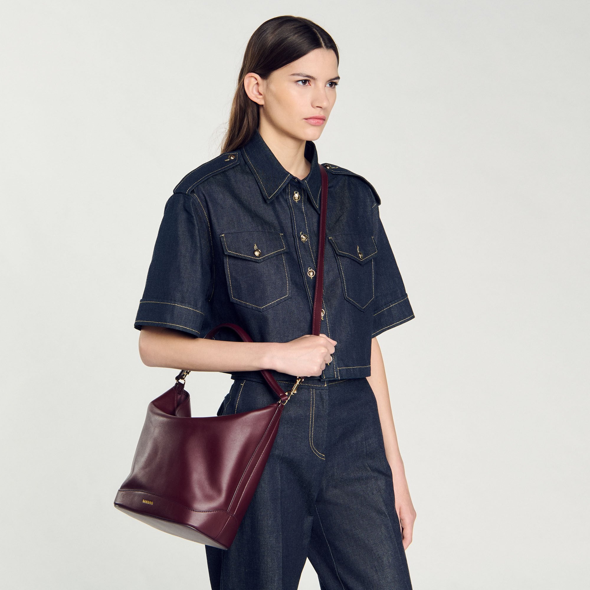 Sandro Women TANGOSO leather bucket bag