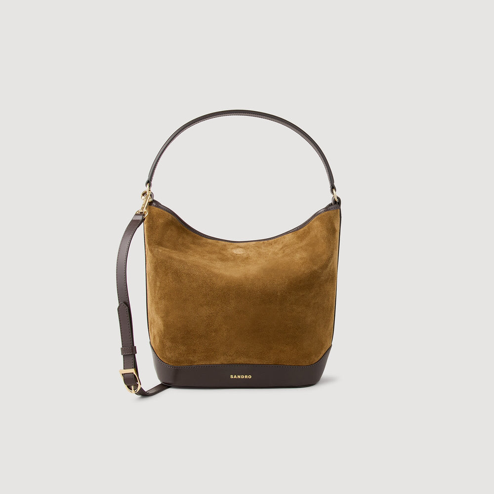 Sandro Women TANGOSO suede and leather bucket bag